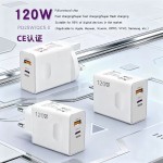 跨境双口120w超级快充充电器适用小米红米手机快充头英规三脚批发