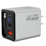 适用于苹果华为手机充电器65W 智能数显伸缩线 多口氮化镓快充头