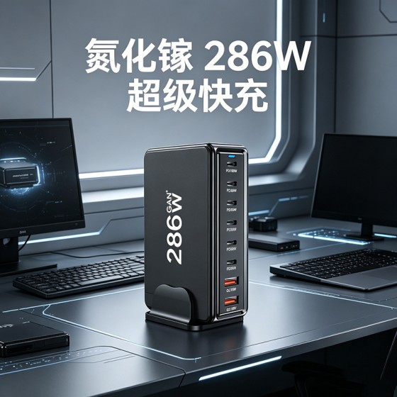 跨境286W氮化镓充电器20V5A手机平板笔记本通用桌面充电站268W多