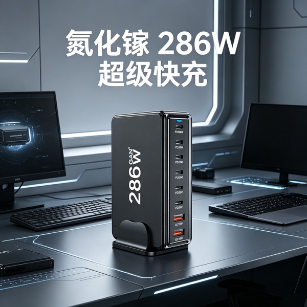 跨境286W氮化镓充电器20V5A手机平板笔记本通用桌面充电站268W多