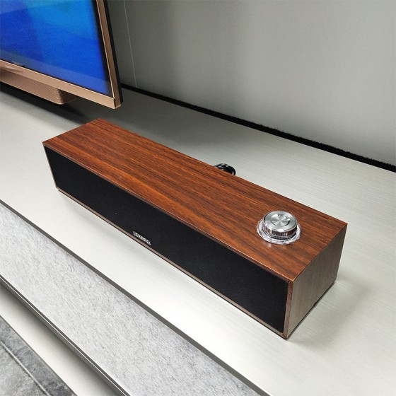 E350MB有线蓝牙音响多媒体电脑桌面长条木质音箱重低音跨境供应