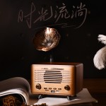 雷克森G3000喇叭花音响木质蓝牙音箱复古客厅摆件FM收音机送礼物