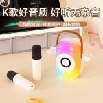 便携式RGB炫彩K歌麦克风音箱 一体家用便携手提无线话筒音箱 跨境