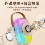 便携式RGB炫彩K歌麦克风音箱 一体家用便携手提无线话筒音箱 跨境