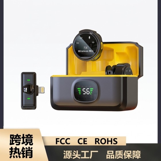 跨境爆款无线领夹麦克风J6磁吸双麦直播混响迷你降噪领夹麦话筒