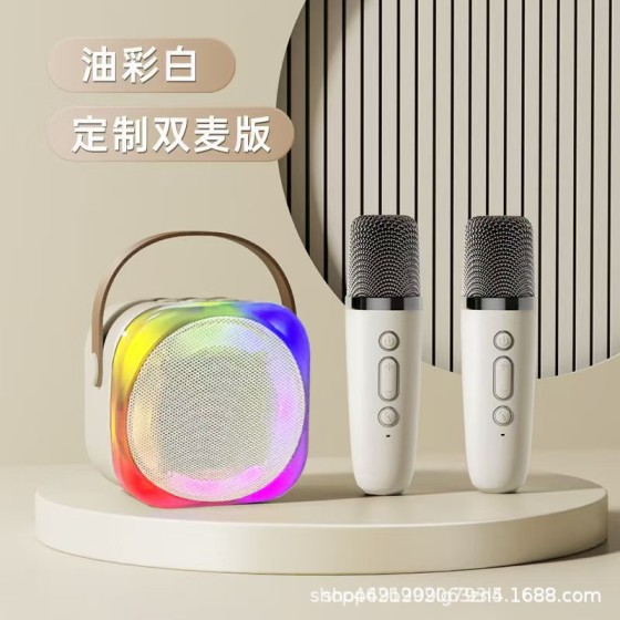H12蓝牙音箱话筒音响一体麦克风小音响高颜值氛围感家庭儿童K歌宝