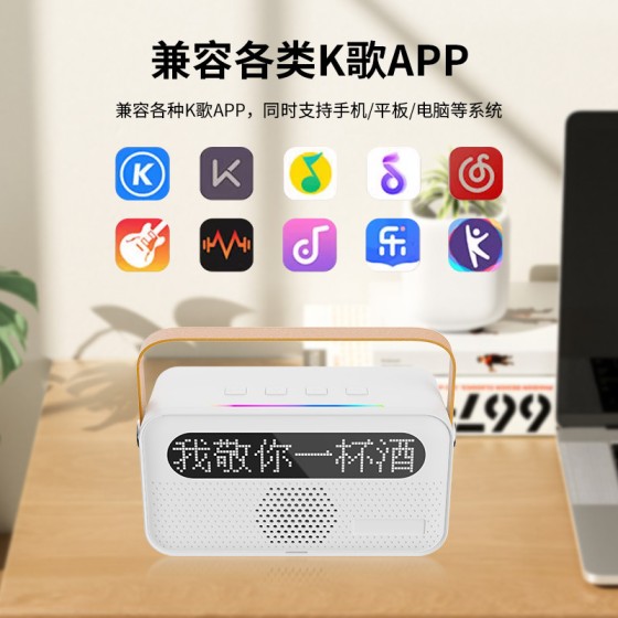 严选K歌音响Y8便携无线蓝牙带话筒歌词显示儿童麦克风长续航便携