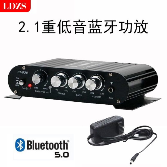 小型蓝牙功放机大功率 低音炮功放2.1声道功放超重低音热销亚马逊