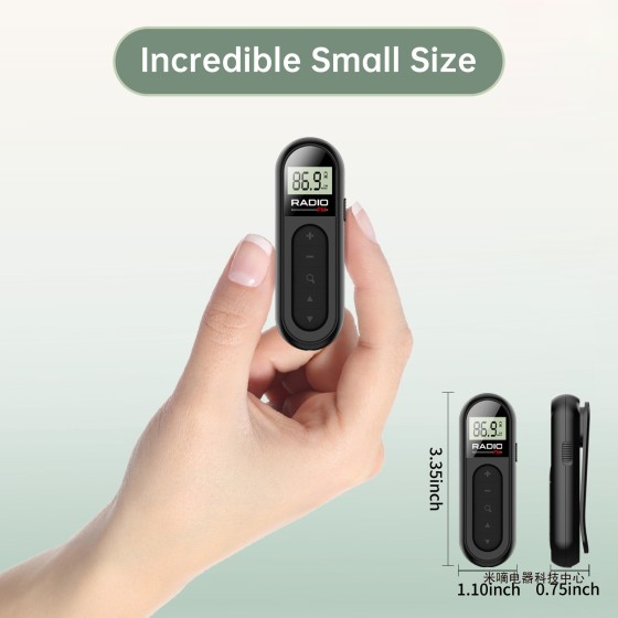 跨境新品迷你收音机fm可充电带背夹袖珍便携运动跑步会议调频mini