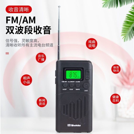 跨境w-202L升级版FM/AM便携式全波段迷你数字显示收音机厂家供应 （含认证）