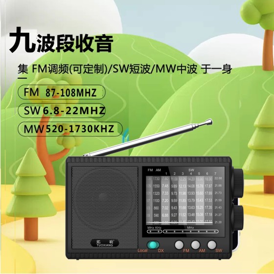 T-6671L全波段收音机调频广播老年人用迷你便携式可充电收音机