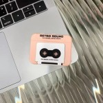 磁带黑粉色录音机钥匙扣迷你复古收音机会唱歌的音乐盒挂件可录音