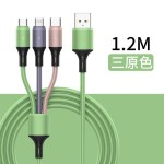 液态硅胶一拖三充电线批发usb线适用华为苹果typec安卓快充数据线
