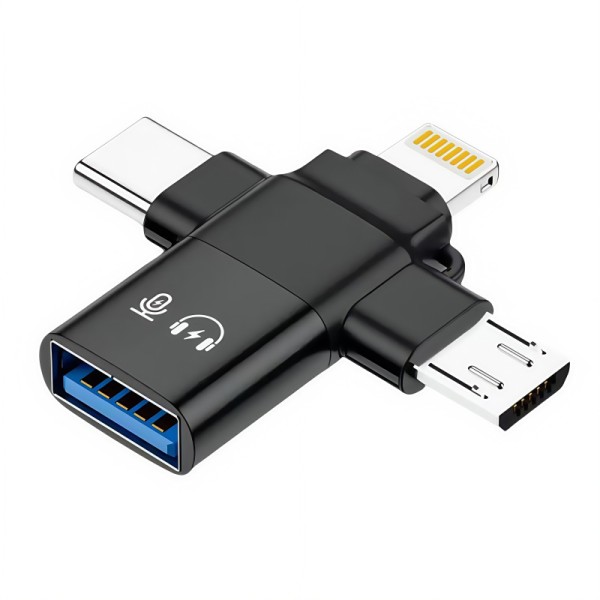 手机u盘转接头三合一micro typec lightning转usb3.0转换适用苹果