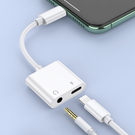 3.5mm转lightning耳机音频转接线二合一转接头适用苹果手机转接口