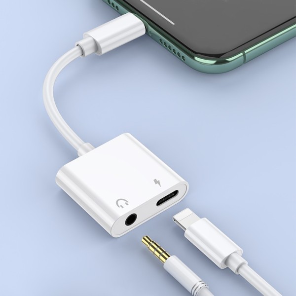 3.5mm转lightning耳机音频转接线二合一转接头适用苹果手机转接口