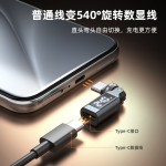 跨境爆款240W数显转接头540度TYPE-C弯折适用小米苹果快充数据线