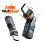 240w转接头type-c适用华为笔记本苹果17快充540°旋转手机转接头