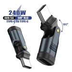 240w转接头type-c适用华为笔记本苹果17快充540°旋转手机转接头