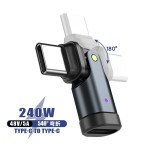 240w转接头type-c适用华为笔记本苹果17快充540°旋转手机转接头