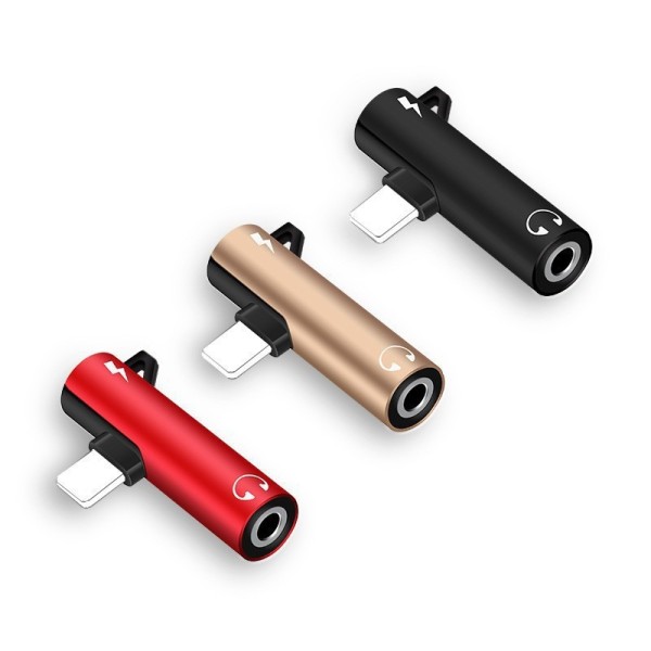 适用苹果耳机转接头二合一lightning3.5mm线控音频转接器挂钩兼容