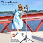 跨境F15自拍杆手机支架防抖可伸缩三脚架蓝牙Selfie stick travel