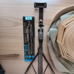 K29手机蓝牙遥控器三脚架自拍杆四轴手持稳定直播落地2.15米支架
