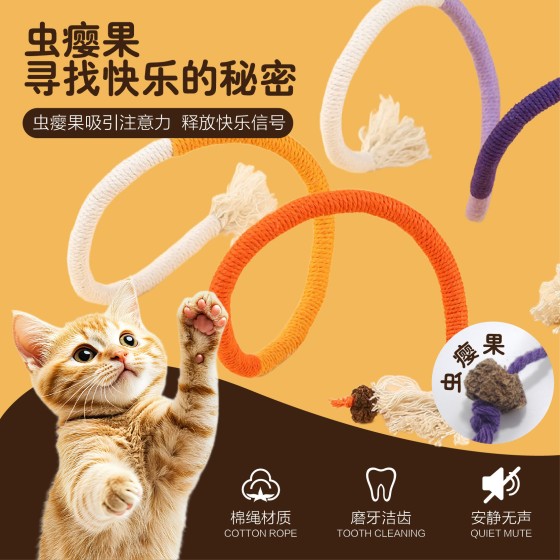 猫咪咬咬绳玩具 自嗨解闷磨牙洁齿猫薄荷虫瘿果逗猫棒用品 猫玩具