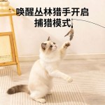 CFA赛级木柄逗猫棒羽毛铃铛可拆卸替换头猫玩具耐用耐抓宠物玩具