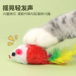 彩色羽毛猫玩具 仿真小老鼠猫咪玩具宠物 毛绒老鼠自嗨猫猫咪玩具