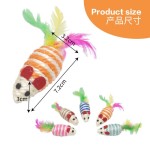 剑麻条纹老鼠猫玩具 猫咪剑麻鼠  互动逗猫带羽毛磨爪猫宠物玩具