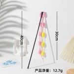 宠物玩具毛球流苏长杆逗猫自嗨解闷逗猫棒猫狗鱼竿彩色玩具批发