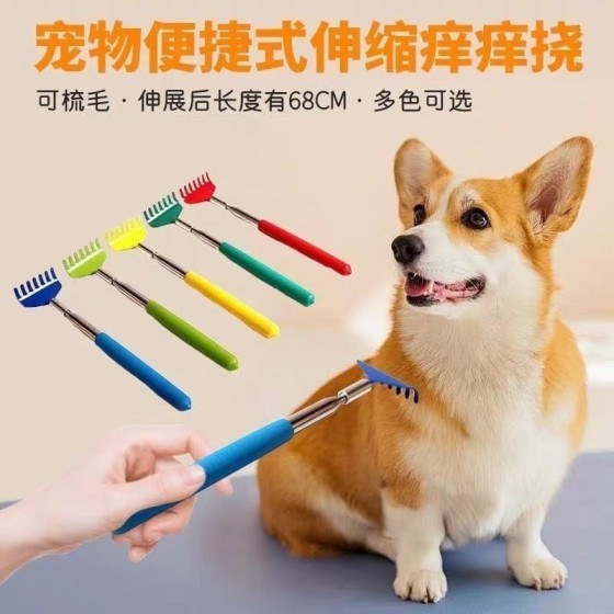 宠物猫咪抓痒玩具伸缩痒痒挠按摩互动猫梳子狗狗解痒梳毛宠物撸猫