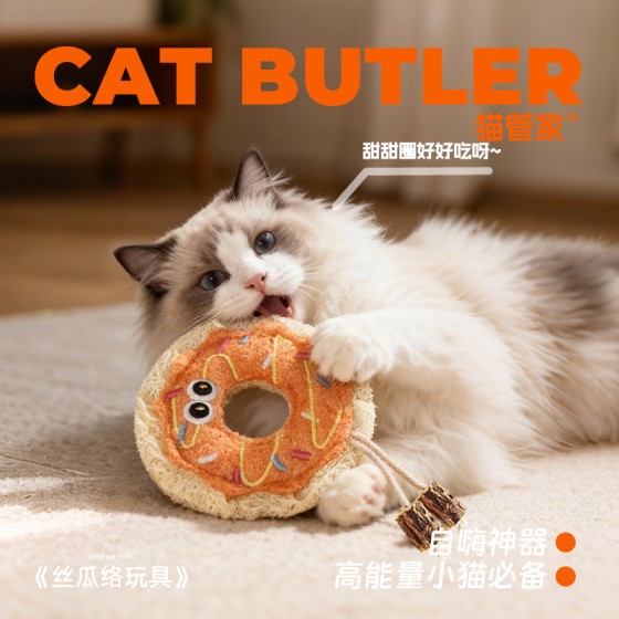 丝瓜络猫咪玩具自嗨解闷神器啃咬洁牙逗猫棒小猫咪磨牙玩具