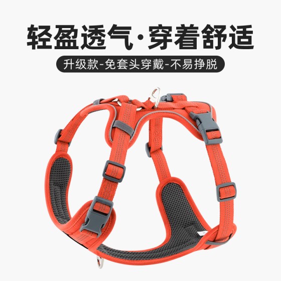 跨境新品狗狗胸背带小型犬胸背狗绳幼犬比熊柯基遛狗牵引绳背心式 (有码数）