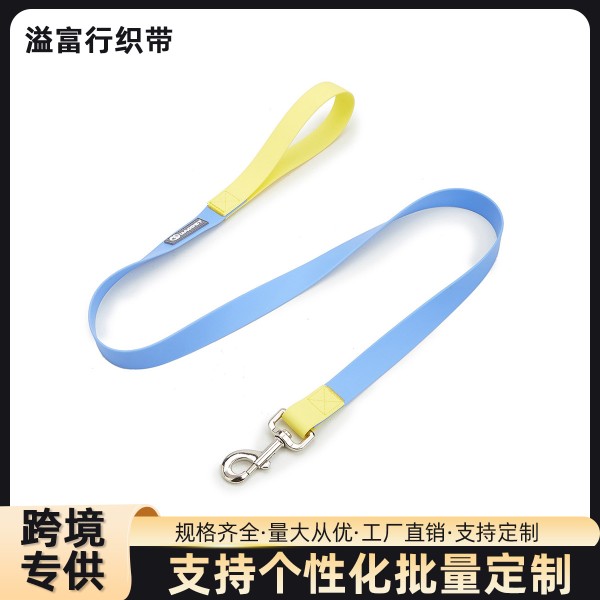 新款跨境加强狗狗牵引绳PVC弹性包胶织带宠物用品P绳小中大狗狗绳 (有码数）