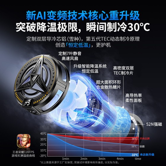 2026新款手机散热器磁吸半导体结冰数显静音直播专用制冷降温神器
