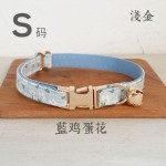 MUTTCO 厂家供应 蓝白鸡蛋花猫项圈 双层耐用锌合金属扣 UCC-170J