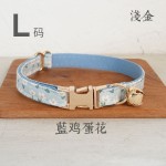 MUTTCO 厂家供应 蓝白鸡蛋花猫项圈 双层耐用锌合金属扣 UCC-170J