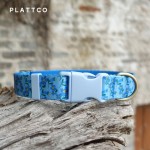 PLATTCO 新款蓝色罗兰小花 配蓝色塑料插扣 轻便宠物项圈 PDC372