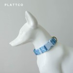PLATTCO 新款蓝色罗兰小花 配蓝色塑料插扣 轻便宠物项圈 PDC372