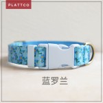 PLATTCO 新款蓝色罗兰小花 配蓝色塑料插扣 轻便宠物项圈 PDC372