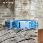 PLATTCO 新款蓝色罗兰小花 配蓝色塑料插扣 轻便宠物项圈 PDC372