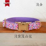 MUTTCO浅紫漫山花 狗项圈 宠物用品外贸牵引套装 浅金扣UDC-188J