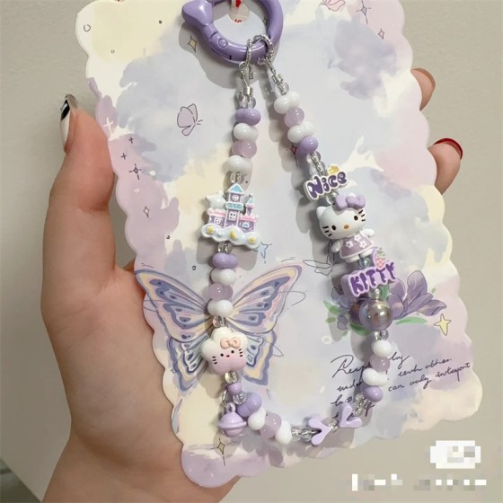 少女原创可爱手机链KT猫城堡挂链ccd手机短款挂绳相机挂链