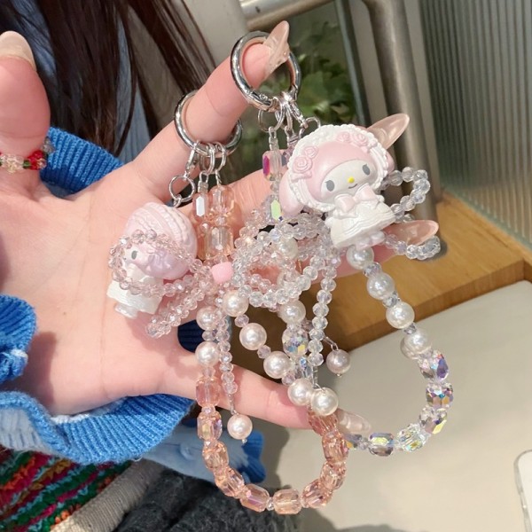 美乐蒂洛丽塔手机链 轻奢珍珠串珠挂链 少女心ins 风手机挂绳闺蜜