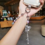 高级感重工镶钻蝴蝶挂件炫彩圆珠 ins风水晶串珠包包手腕款手机链
