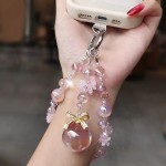 高级感水晶串珠手机链花朵大珠吊坠手机壳挂绳钥匙包防丢链短款女