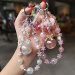 高级感水晶串珠手机链花朵大珠吊坠手机壳挂绳钥匙包防丢链短款女