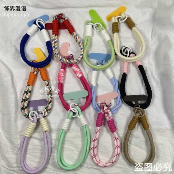 ins短款手机纯色钥匙扣腕带通用挂绳ccd编织相机手腕挂件手机链
